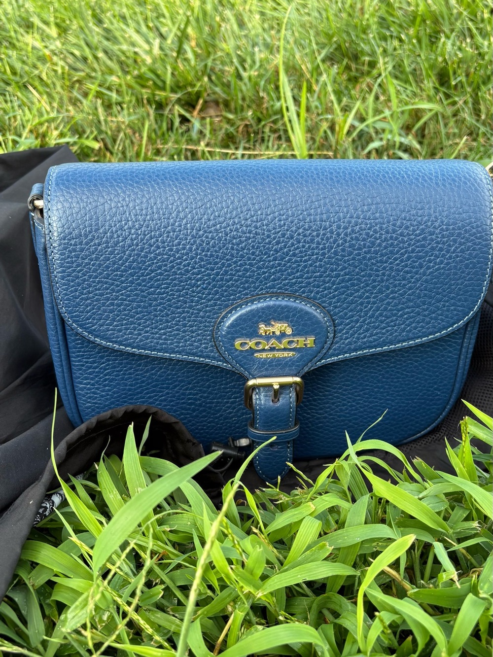 Coach Amelia Saddle Bag Crossbody in Blue Leather